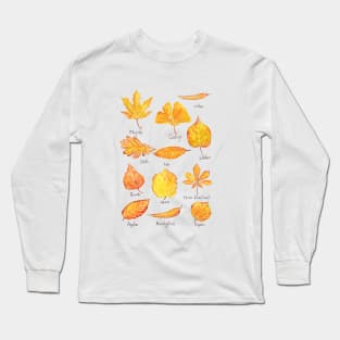 Yellow Autumn leaves collection watercolor Long Sleeve T-Shirt